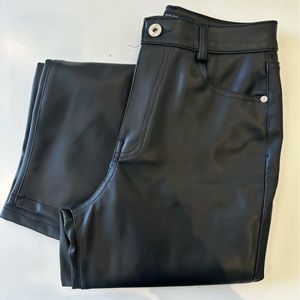 ZARA Basic Leather-Feel Mom Fit Pants
